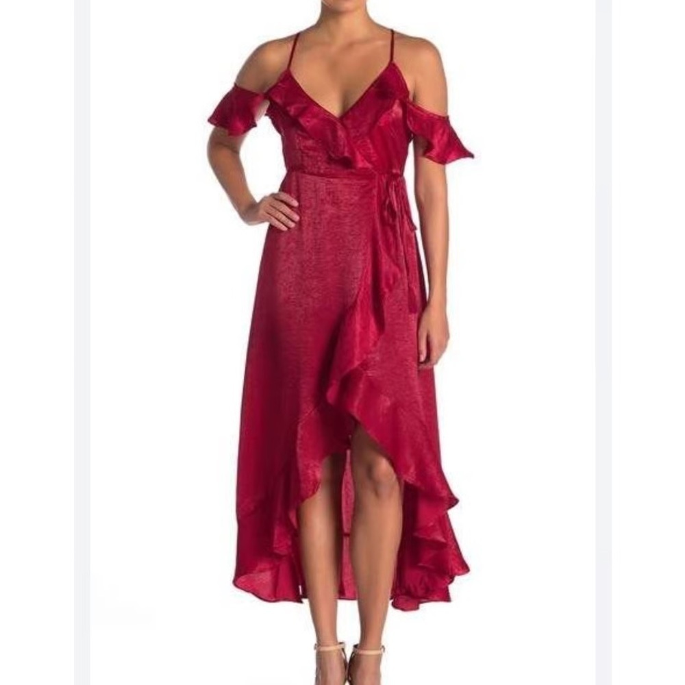 Flying Tomato Red Midi Hi Low Dress